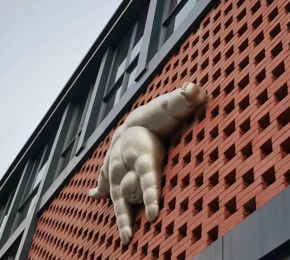 趴在墙上的男人